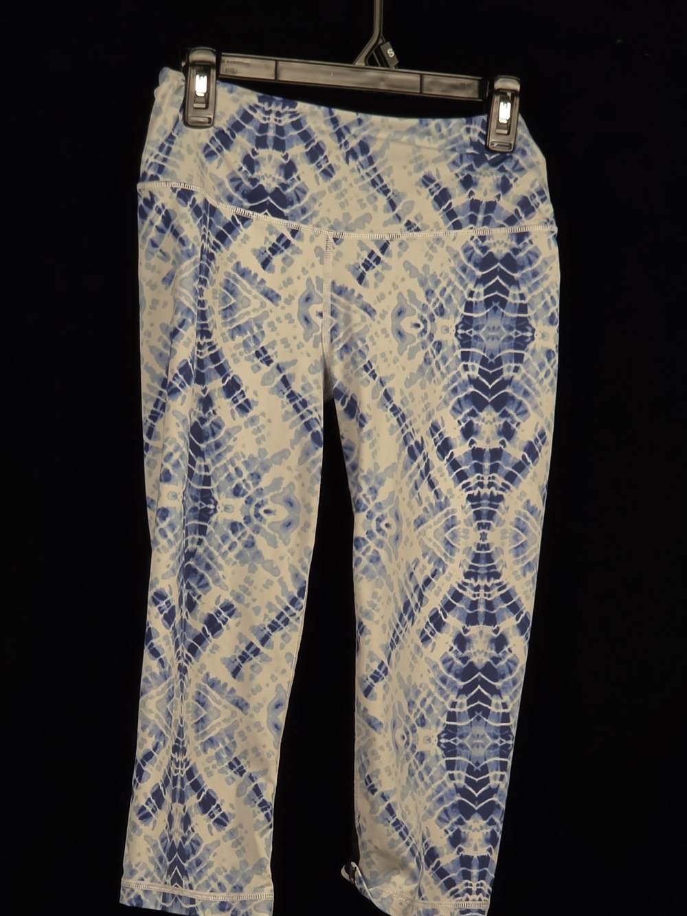 #167 Victoria's Secret VSX Black Blue Tie Dye Cropped Leggings